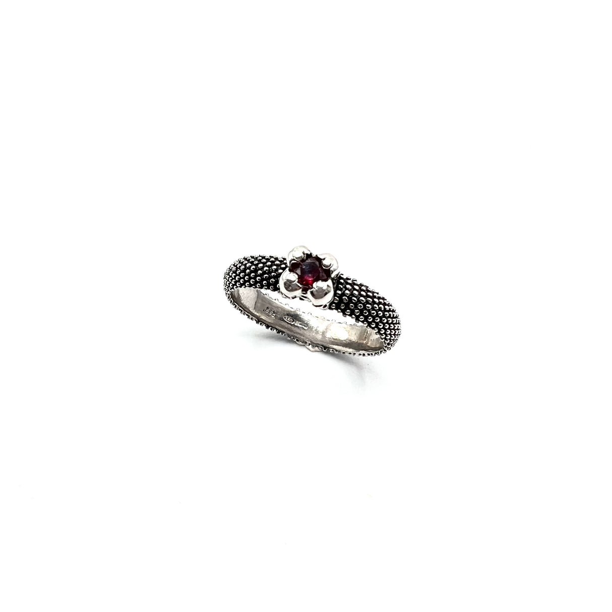 Anello Nagini puntinato pietra Rossa Argento925