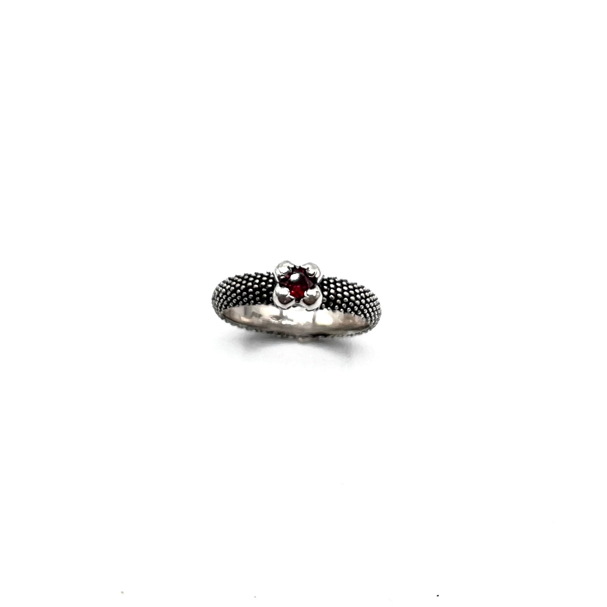 Anello Nagini puntinato pietra Rossa Argento925