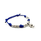 Bracciale cordino e Pumino Argento925 Blu elettrico