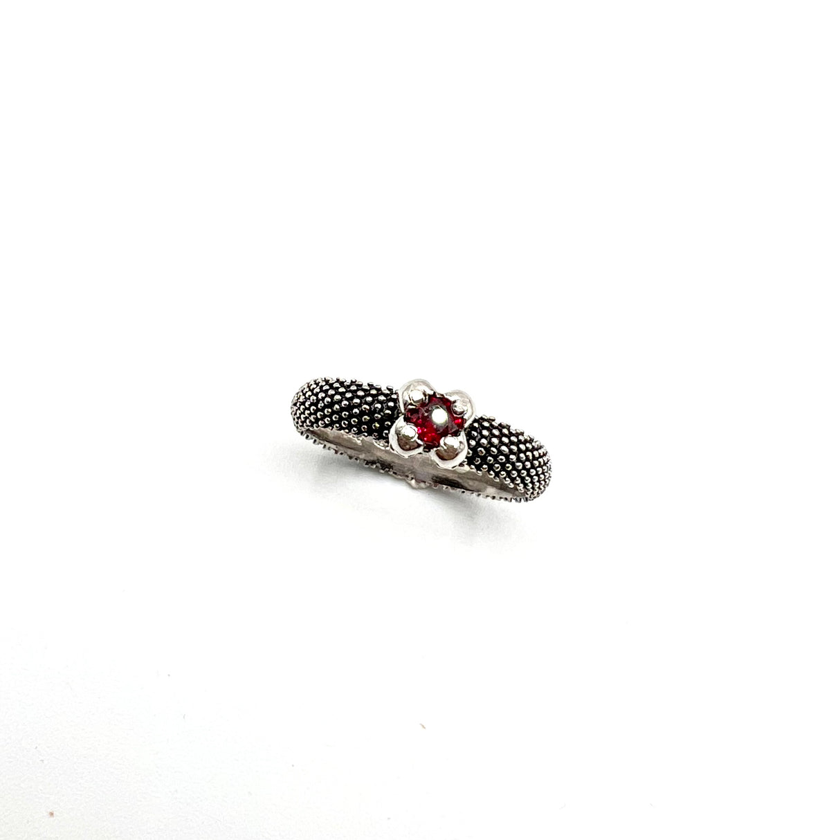 Anello Nagini puntinato pietra Rossa Argento925