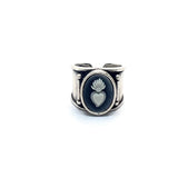 Anello Cammeo Cuore Sacro Argento925 Nero