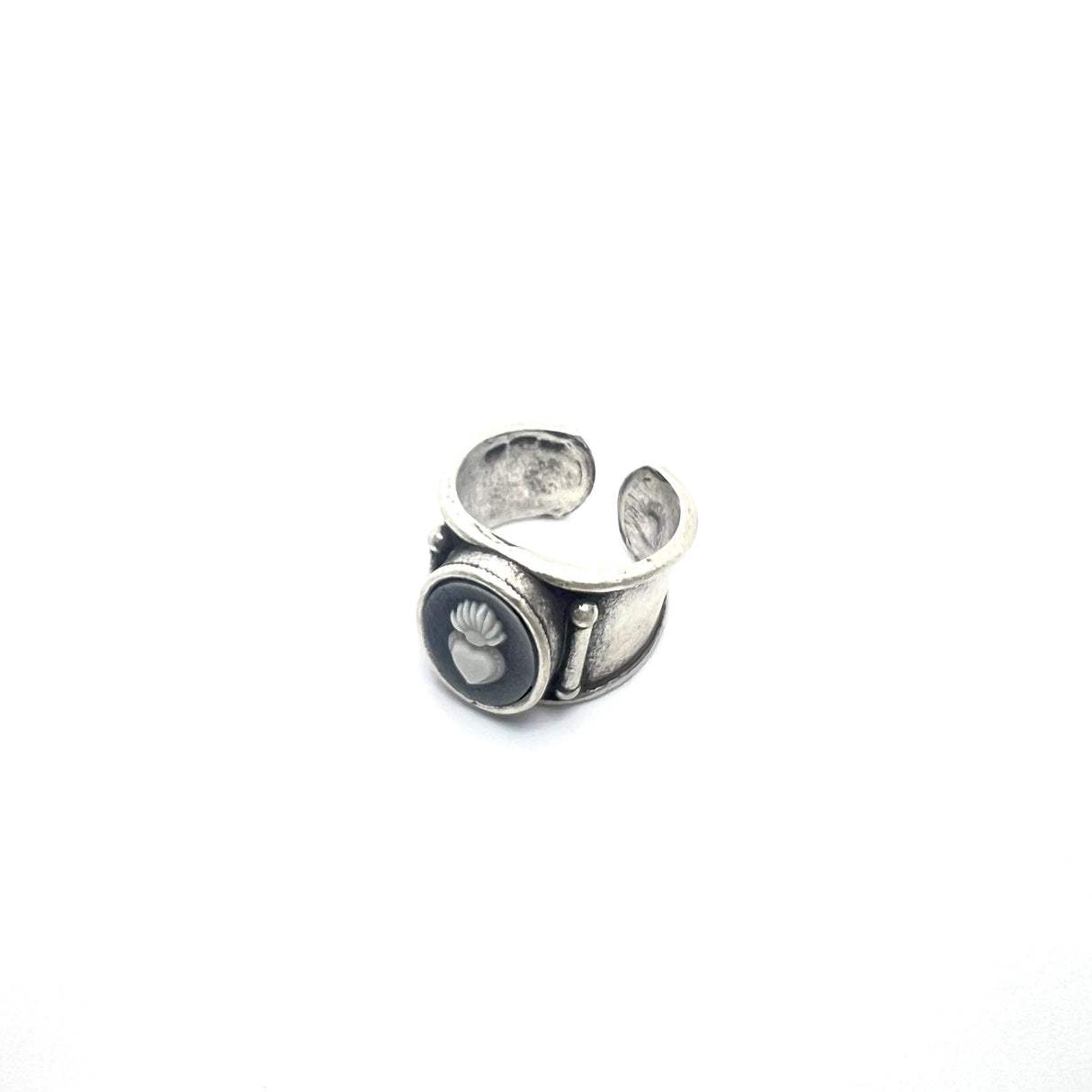 Anello Cammeo Cuore Sacro Argento925 Nero