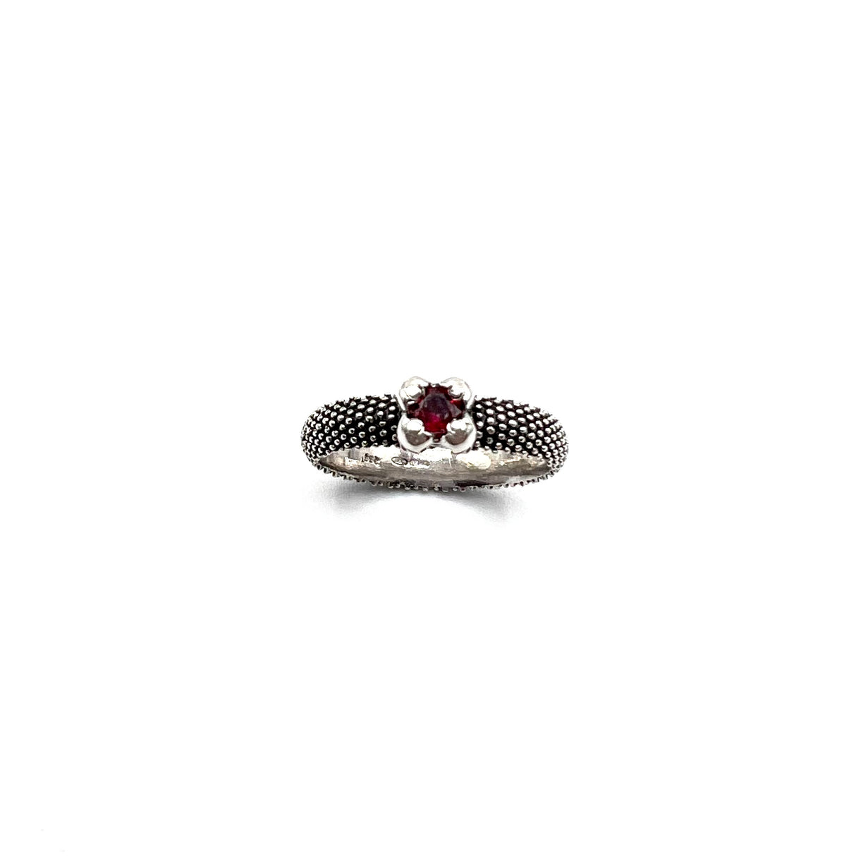 Anello Nagini puntinato pietra Rossa Argento925