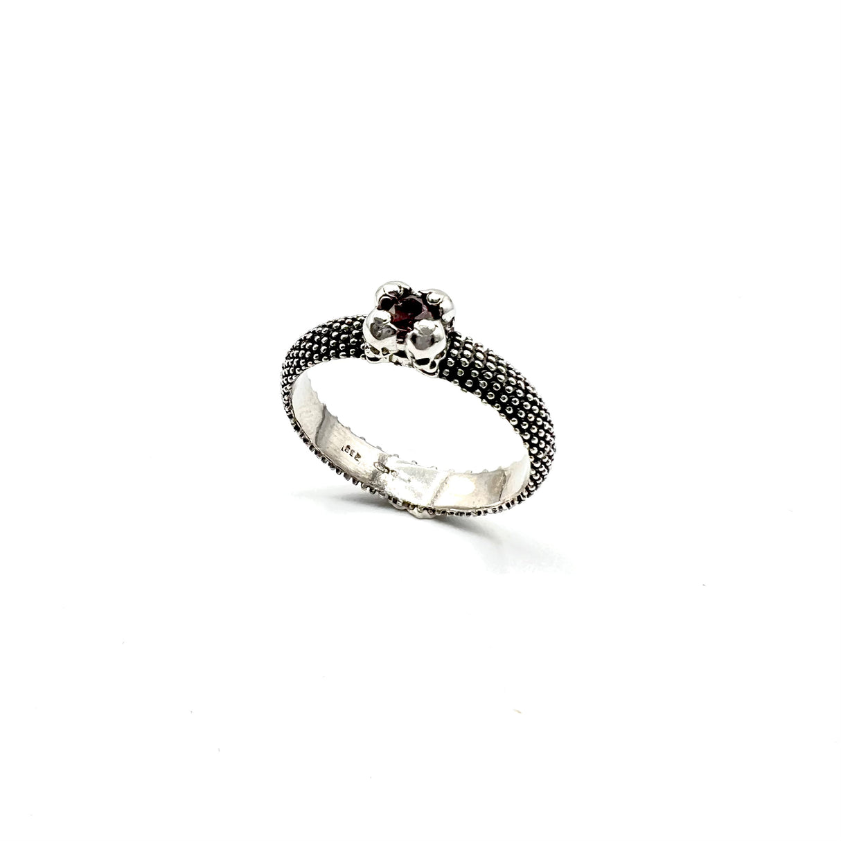 Anello Nagini puntinato pietra Rossa Argento925