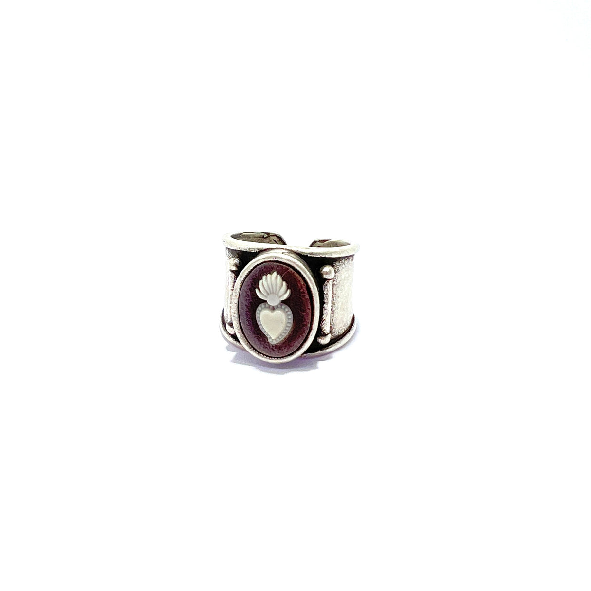 Anello Cammeo Cuore Sacro Argento925 Bordeaux