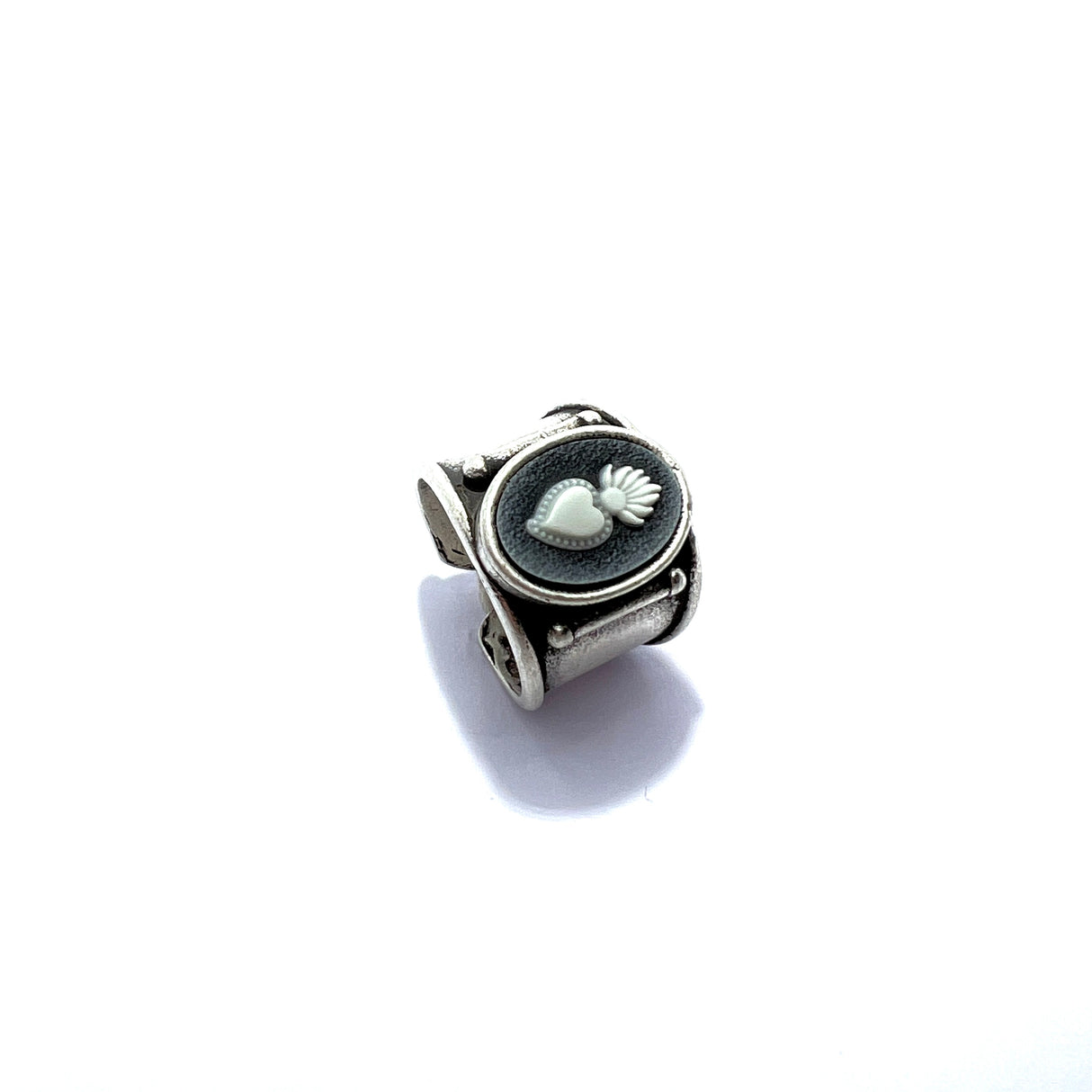 Anello Cammeo Cuore Sacro Argento925 Nero