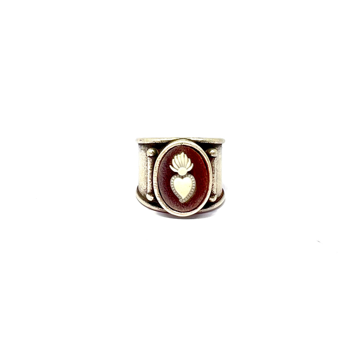 Anello Cammeo Cuore Sacro Argento925 Bordeaux