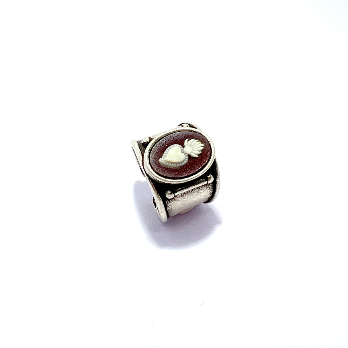 Anello Cammeo Cuore Sacro Argento925 Bordeaux