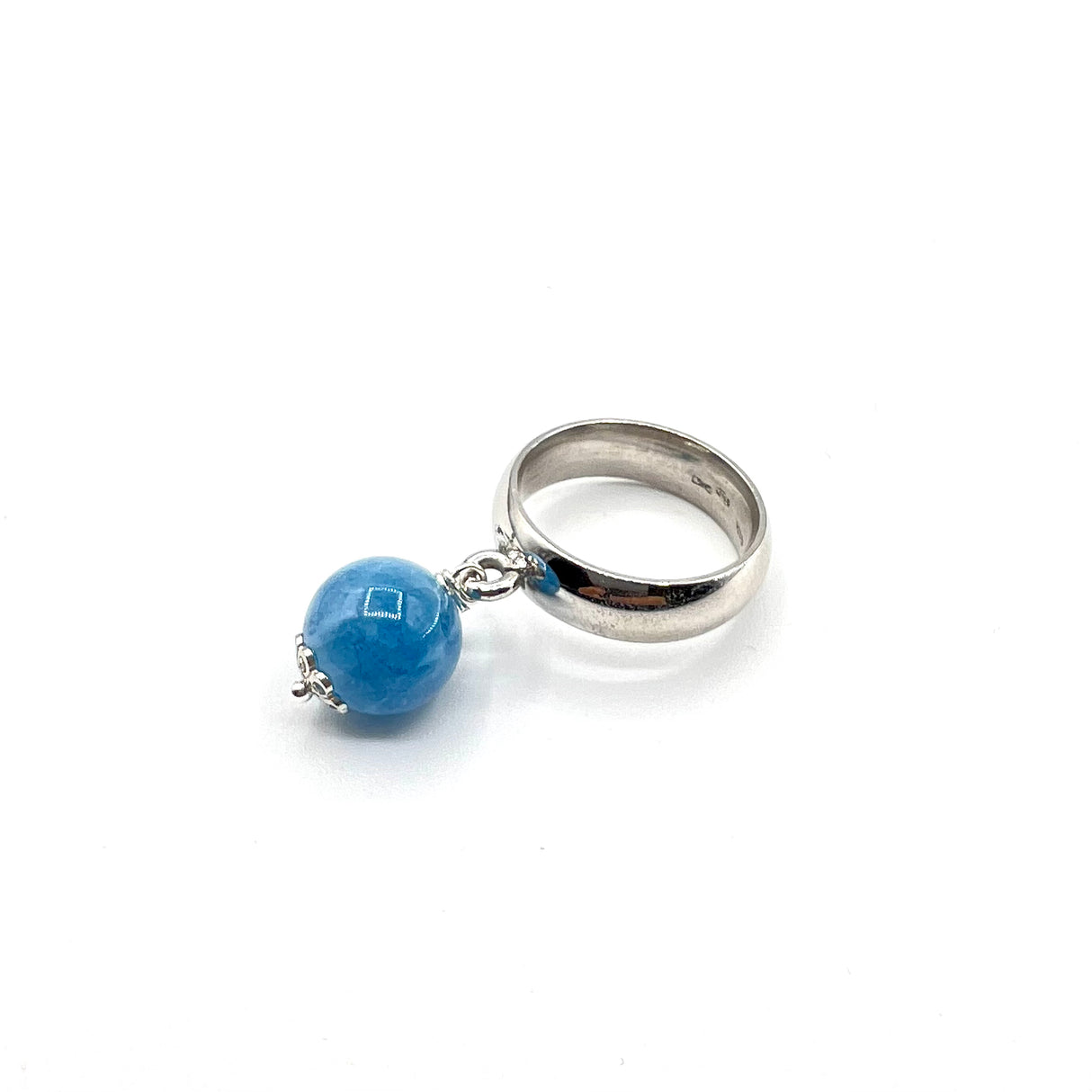 Fede Argento925 con pietra Celestite Blu